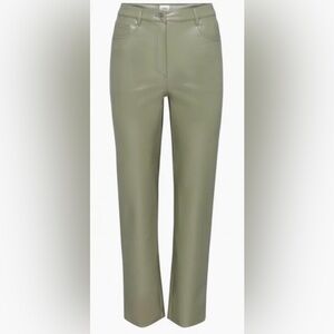 Aritzia Green Leather Pant